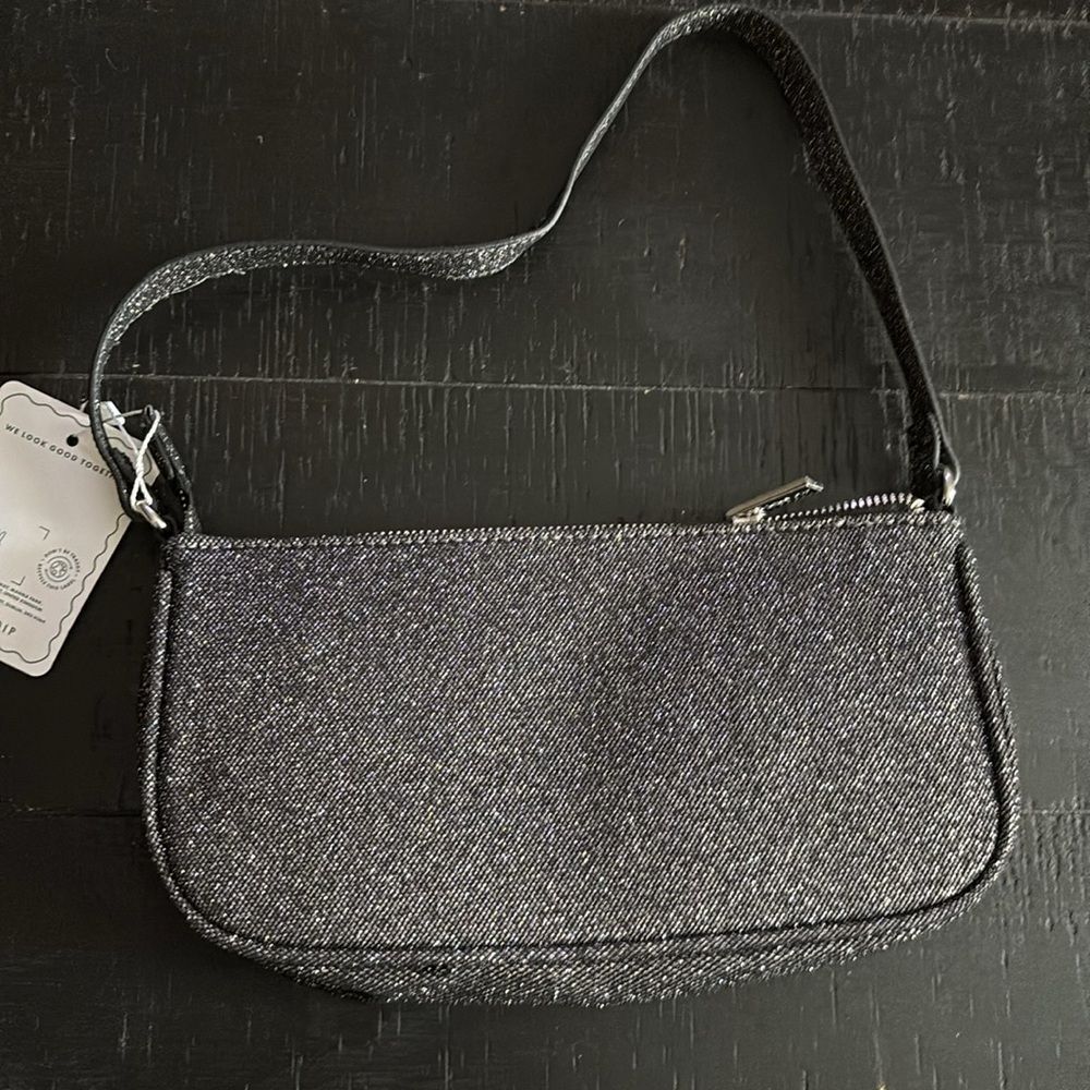 Nwt Skinnydip London Amber Smile Face Shoulder Bag Purse Shimmer Glitter Black — image 4 of 8